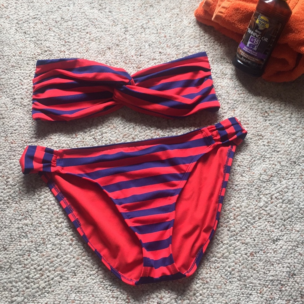 Mossimo Red & Blue Striped Bikini